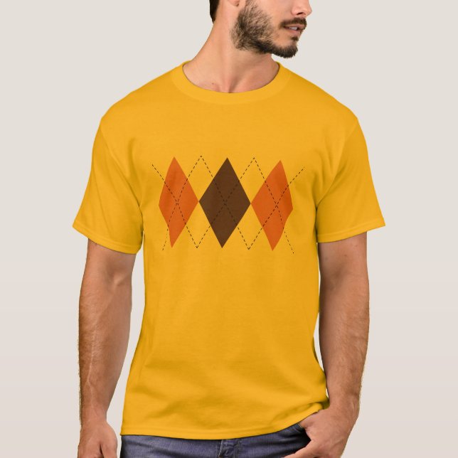 Brown retro e t-shirt alaranjado de Argyle (Frente)