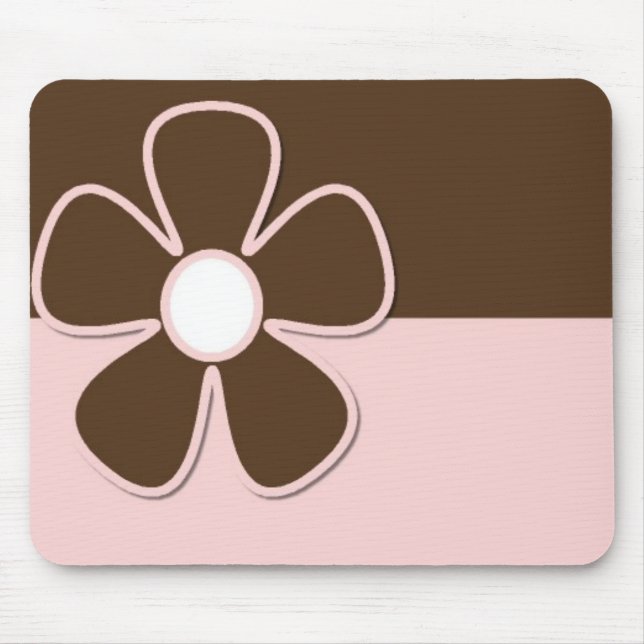 Brown & rosa com flor Mousepad da margarida (Frente)