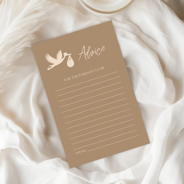 Brown Stork Baby Delivery Advice Game Card (Criador carregado)