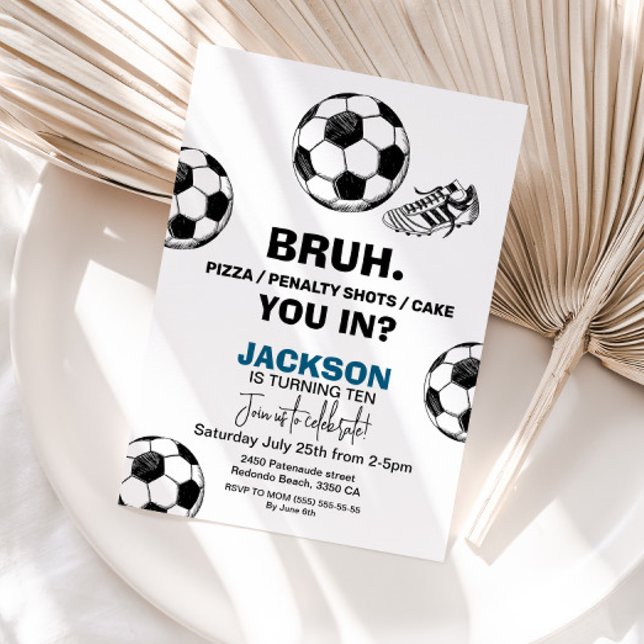 Bruh. Convite para o futebol de aniversário - Qual (Soccer Birthday invitation)