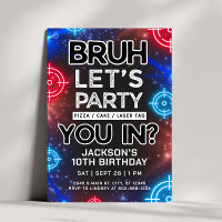 Bruh Laser Tag Glow Convite de Aniversário