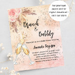 Brunch Bubble Bridal rosa pampas de orçamento<br><div class="desc">Um convite moderno, na moda e glamouroso para um Chá de panela de bolinho. Um rosa dourado rústico, fundo cor-de-rosa escamoteado com bolhas, um par de flautas, óculos, rosas cor-de-rosa escamoteadas e grama-pampas. O nome é escrito com um moderno estilo escrito à mão. Personalize e adicione os detalhes da sua...</div>