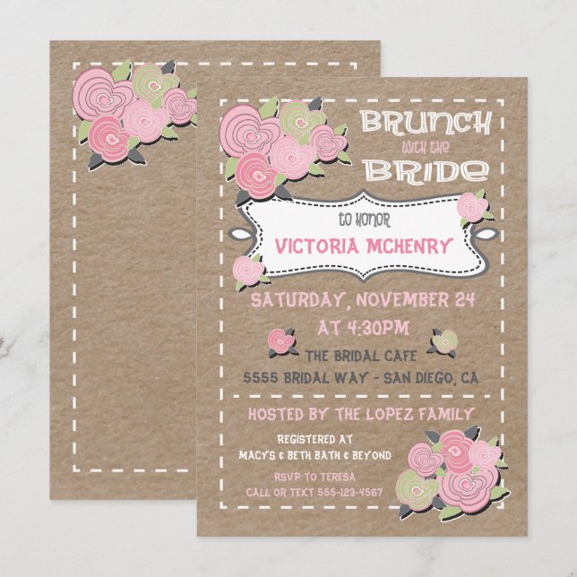 Brunch com Convites de chá de panela noivos (Frente/Verso)