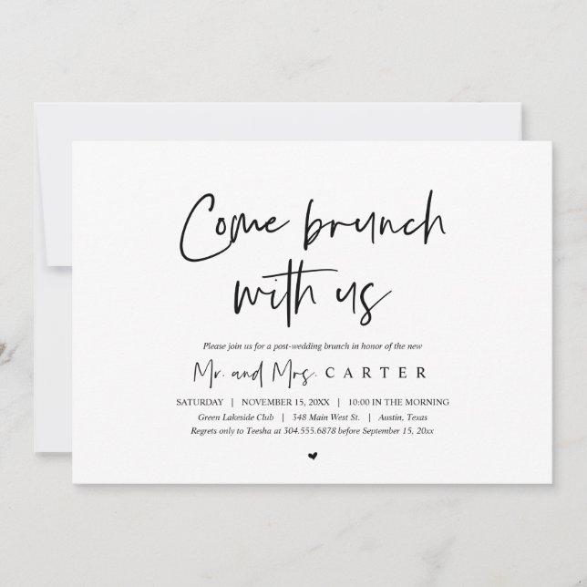 Brunch com recém-casados, convite para casamento p (Frente)