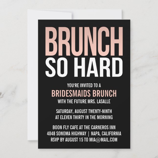 Brunch - Duro Rosa Bridesmaid Convites Brunch (Frente)