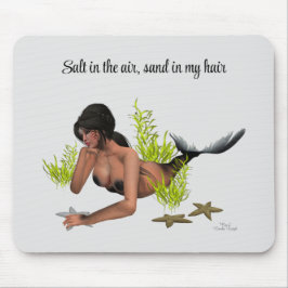 Brunette Mermaid com Starfish Mousepad