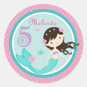 Brunette pequeno 5 da etiqueta da sereia