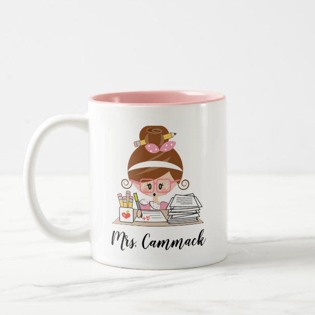 Brunette personalizado da caneca do professor (Esquerda)