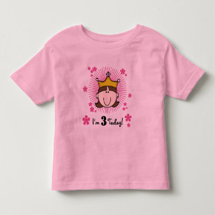 Brunette Princess aniversário de 3 anos Camisetas