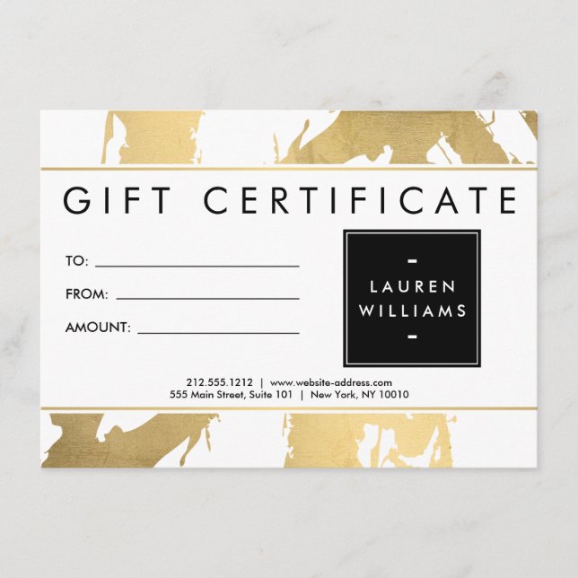 Brushstrokes Douradas abstrato Faux na Placa Prese (Frente)