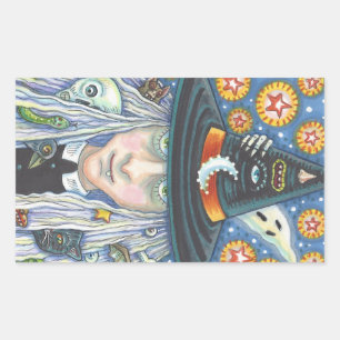 BRUXA ASSUSTADOR, OLHO MAU, CRÂNIO, ETIQUETAS DO