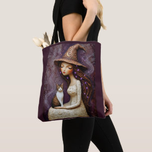Bruxa Caprichosa Gato Halloween Lua Bolsa Tote