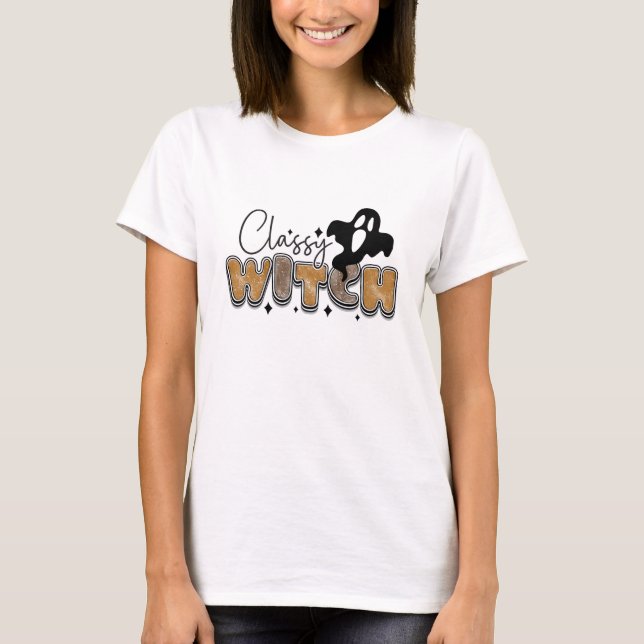 Bruxa Chique - Camiseta de Halloween (Frente)