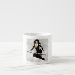 Bruxa com a caneca da especialidade da vassoura