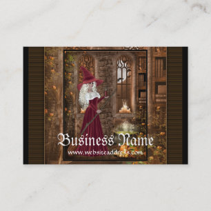 Bruxa com os cartões de visitas de uma fantasia da