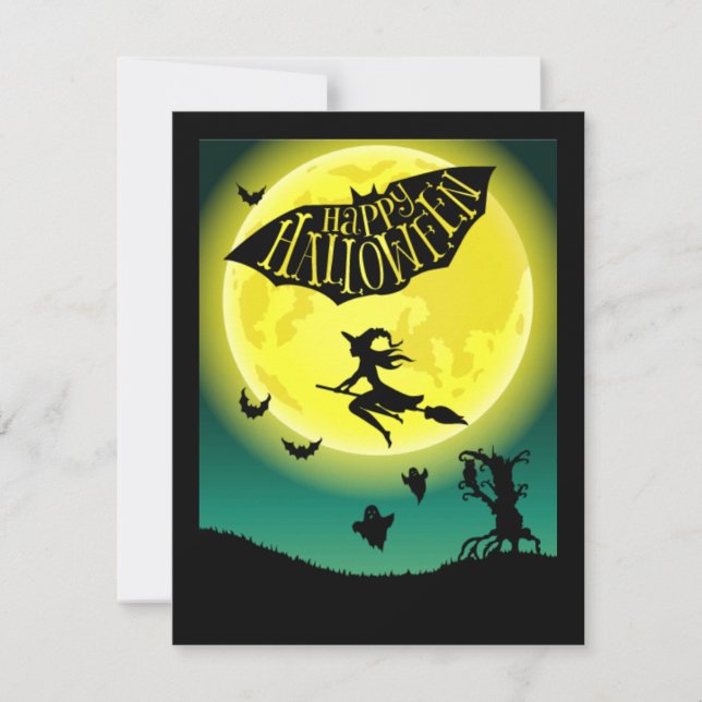 Bruxa de Broom Feliz Halloween (Frente)