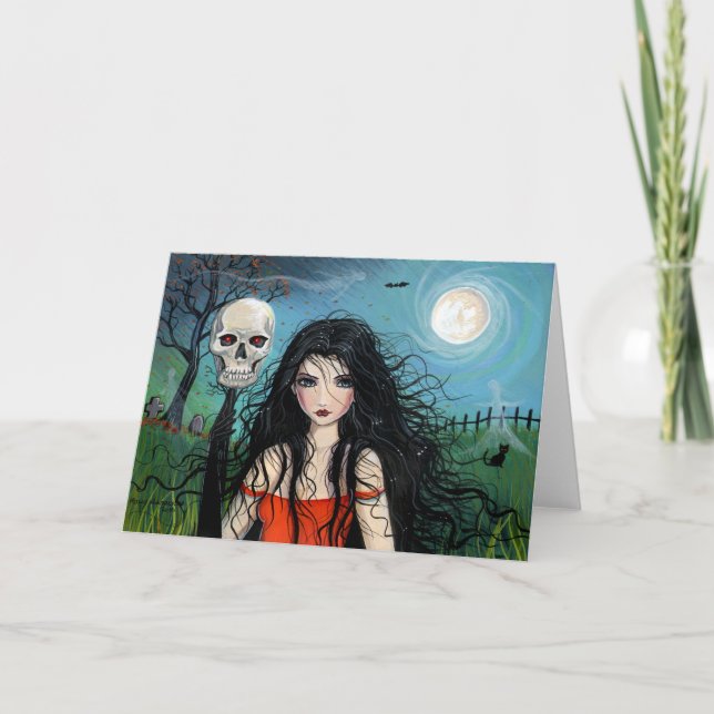 Bruxa de Samhain do cartão do Dia das Bruxas (Frente)