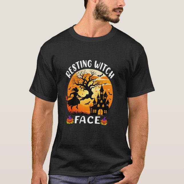 Bruxa Descansada Engraçado Bruxa Engraçada Camisa  (Frente)