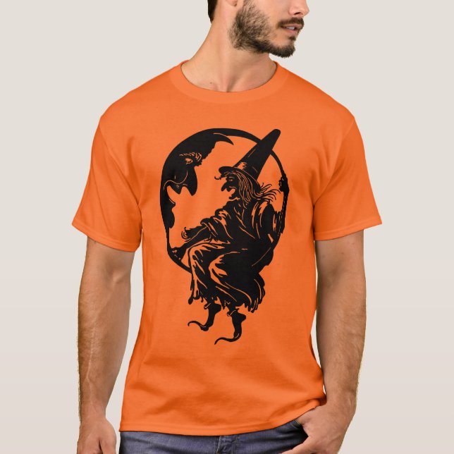 bruxa do art deco dos anos 30 e t-shirt da lua (Frente)