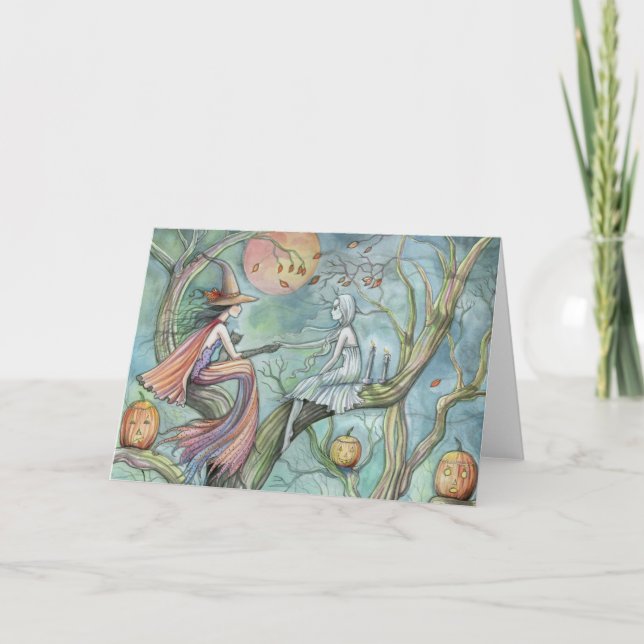 Bruxa do Cartão de Halloween e Fantasma (Frente)