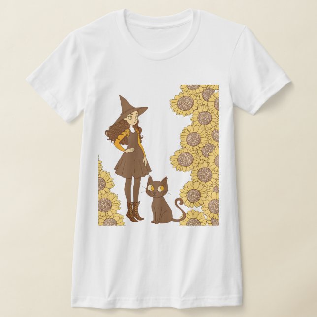 “Bruxa e Gata Bella+Canvas Camiseta Feminina Ajust (Postura )