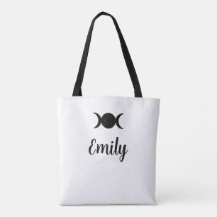 bruxa em vassoura & tote personalizável da lua tri