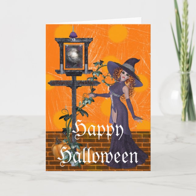 Bruxa Fantasia de Sign Halloween - Cartão Saudável (Frente)