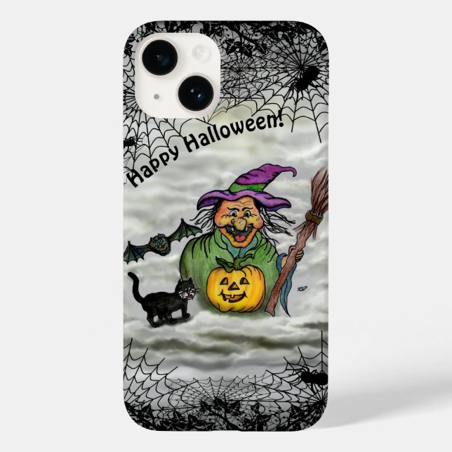Bruxa, Gato, Bat e Pumpkin, Feliz Halloween! (Verso)