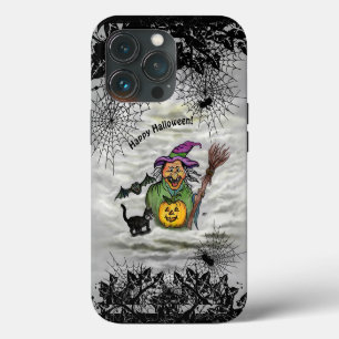 Bruxa, Gato, Bat e Pumpkin, Feliz Halloween!