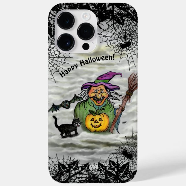 Bruxa, Gato, Bat e Pumpkin, Feliz Halloween! (Verso)