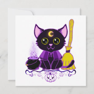 Bruxa Gato Preto Halloween Fofo