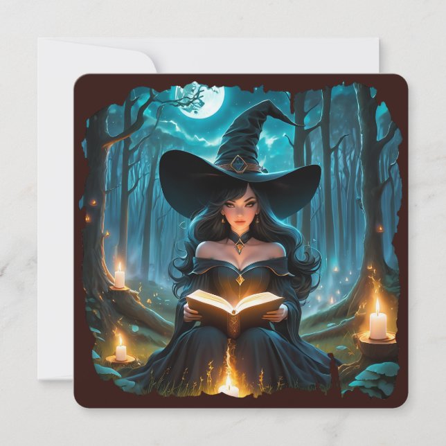 Bruxa lendo um Livro - Wicca Halloween 2 (Frente)