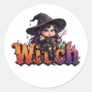 Bruxa Mal-Humorada Adesivo de Halloween Bruxa Chib