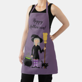 Bruxa Menina Fofa E Um Gato & Texto Feliz Hallowee