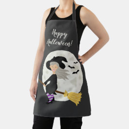 Bruxa Menina Voando E Texto Feliz Halloween