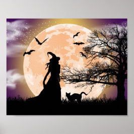 Bruxa Mística, Gato Negro, Poster de Lua Cheia