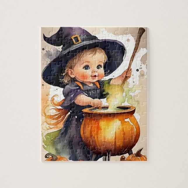 Bruxa Quebra-cabeça Bonita e Bonita de Halloween (Vertical)