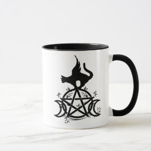 Bruxa tripla da caneca do gato preto do Pentacle