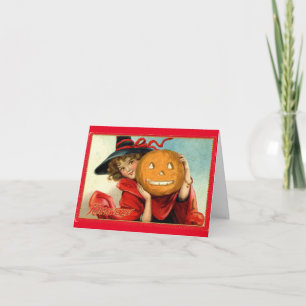 Bruxa Vintage com Cartão de Saudação de Halloween