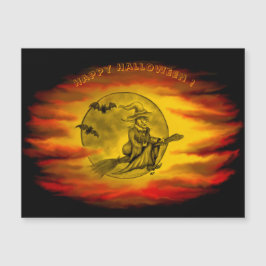 bruxa voadora com gato preto, noite de halloween