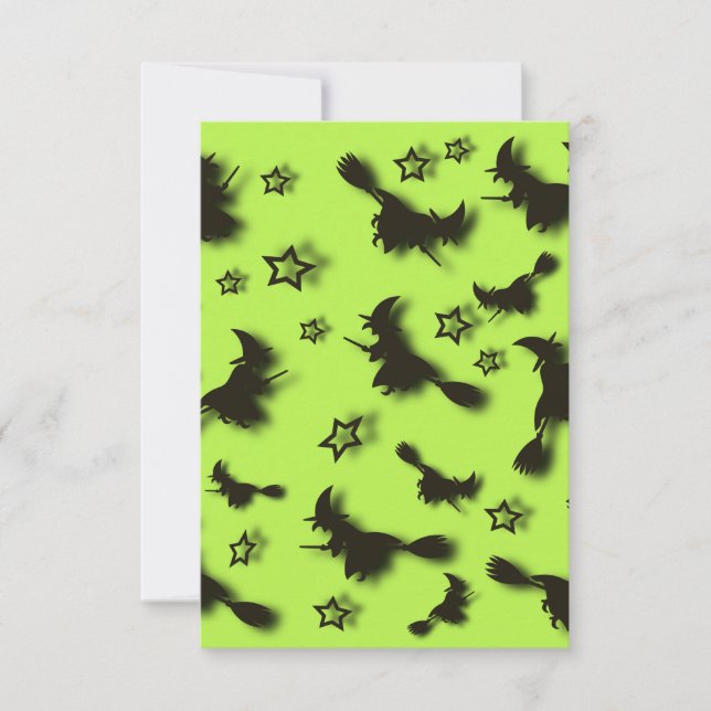 bruxa voadora entre as estrelas na noite de Hallow (Frente)