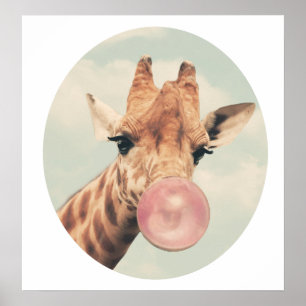 Bubble gum giraffe poster