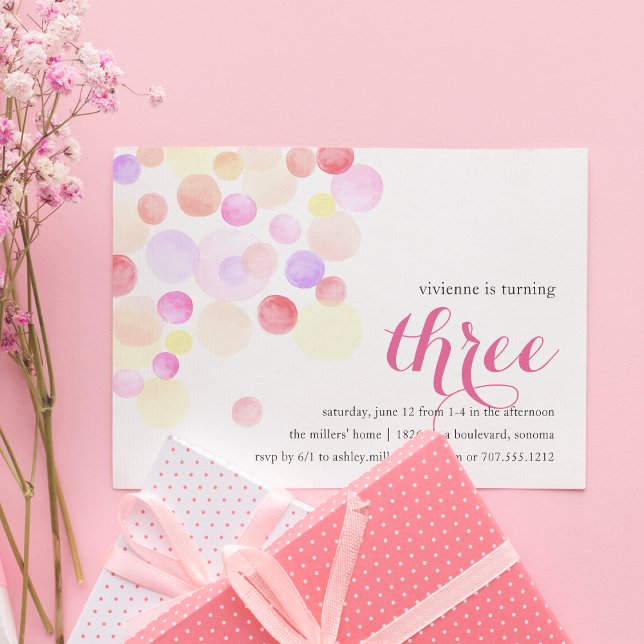 Bubble | Watercolor — Terceiro Convite de Aniversá (Criador carregado)