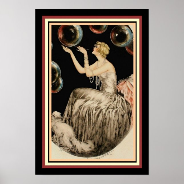 "Bubbles" por Louis Icart 13 x 19 Art Deco Poster (Frente)