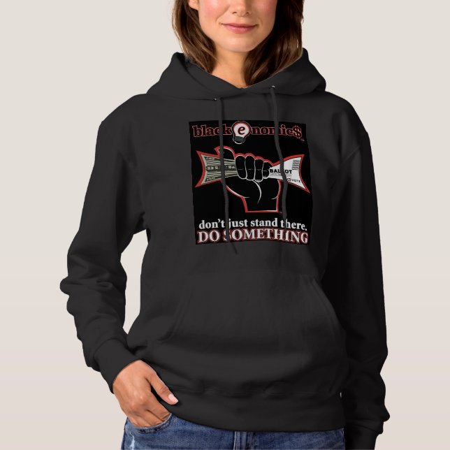 "Buck and Ballot" Capuz Pullover Preto para Mulher (Frente)
