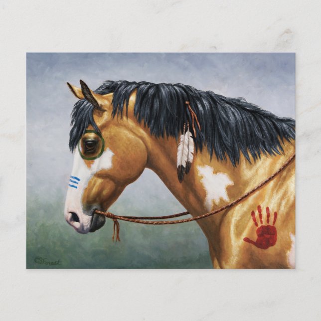 Buckskin Pinto Cavalo de Guerra Nativo Americano (Frente)