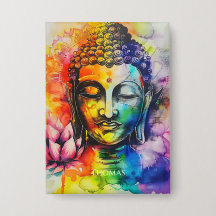 Buda Arco-íris Personalizado Nome em Aquarela