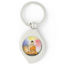 Buda: Iluminismo Dharma Wheel Metal Chaveiro