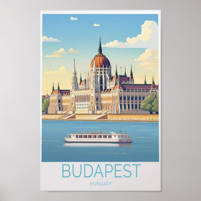 Budapest Hungary Poster de viagens - Wall Art e Un (Frente)