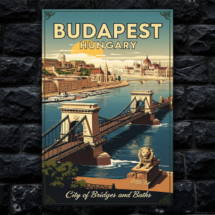 Budapeste, Hungria, Viagens vintage Poster de 1960